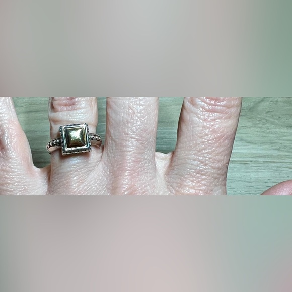 Vintage Carol Felley Sterling Silver & 14K Gold Square Band Ring, Size 5, 3.6g - Picture 8 of 10